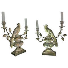 Maison Baguès Pair of "Parrot" Two-Light Lamps