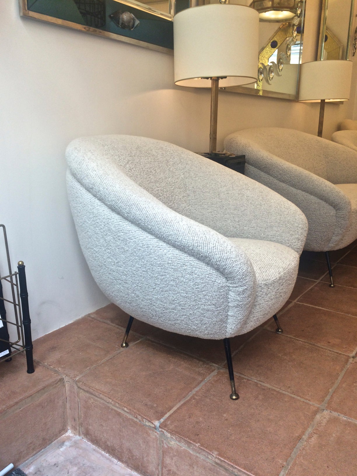 Set of One Couch and Two Chairs in the Style of Gio Ponti  In Excellent Condition For Sale In Paris, ile de france