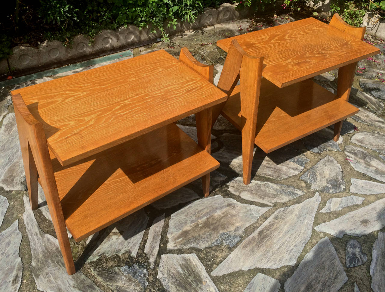Mid-Century Modern Style of Jean Prouve Pair of Two-Tier 