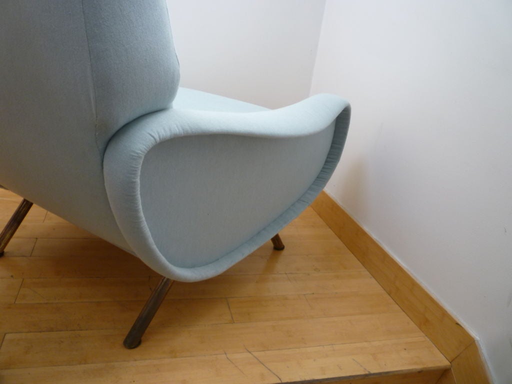 beautiful pale blue recovered LADY pair of chairs by MARCO ZANUSO