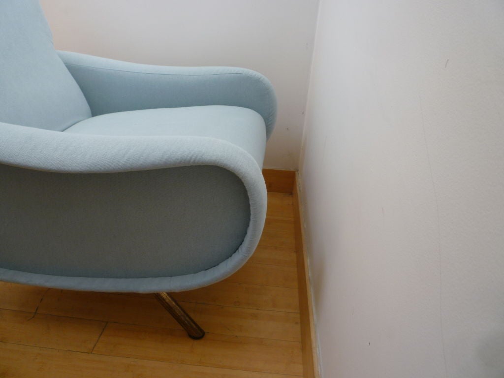 Mid-20th Century MARCO ZANUSO vintage LADY pair of chairs recovered in pale bleu For Sale