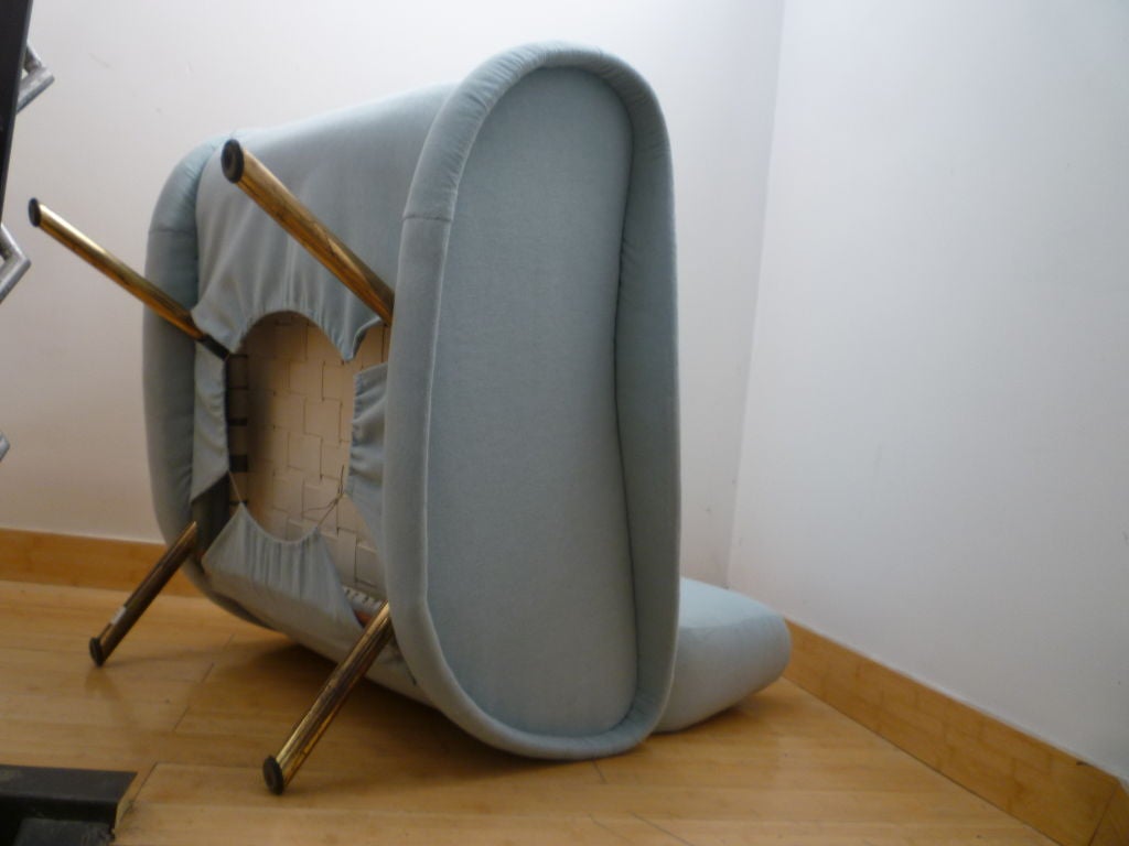 MARCO ZANUSO vintage LADY pair of chairs recovered in pale bleu For Sale 2