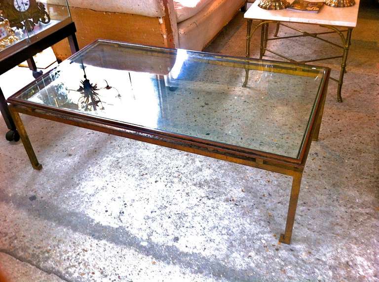 Maison Ramsay Patina Gold Leaf Wrought Iron Rectangular Coffee Table For Sale 4