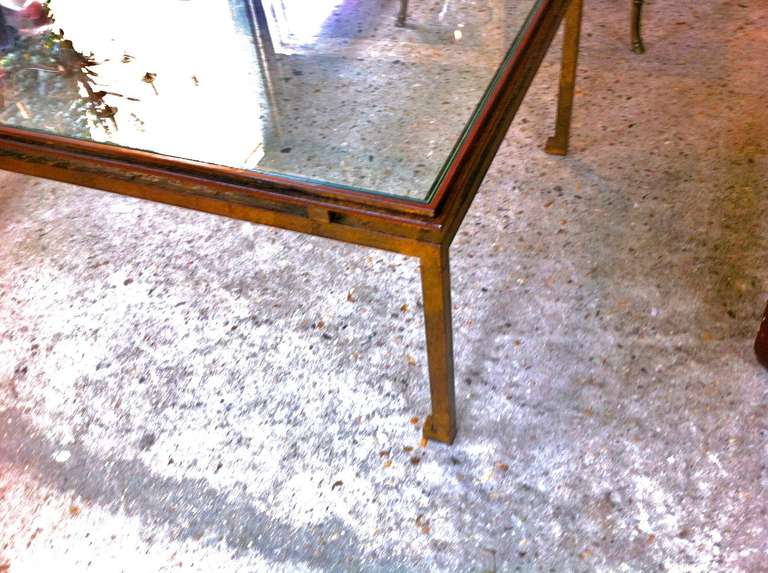 Maison Ramsay Patina Gold Leaf Wrought Iron Rectangular Coffee Table In Good Condition For Sale In Paris, ile de france