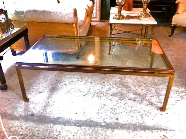 Maison Ramsay Patina Gold Leaf Wrought Iron Rectangular Coffee Table For Sale 1