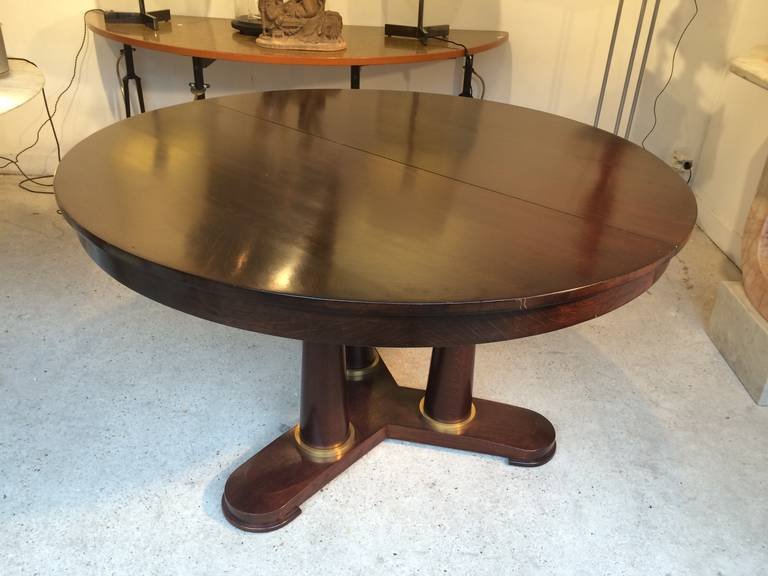 jean royère Tripod Round Dinning Table with Tri-Pedestal Base For Sale 1