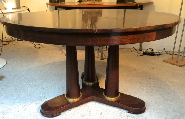 jean royère Tripod Round Dinning Table with Tri-Pedestal Base For Sale 2