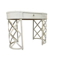 French Riviera Lady Desk in White Painted Wrought Iron