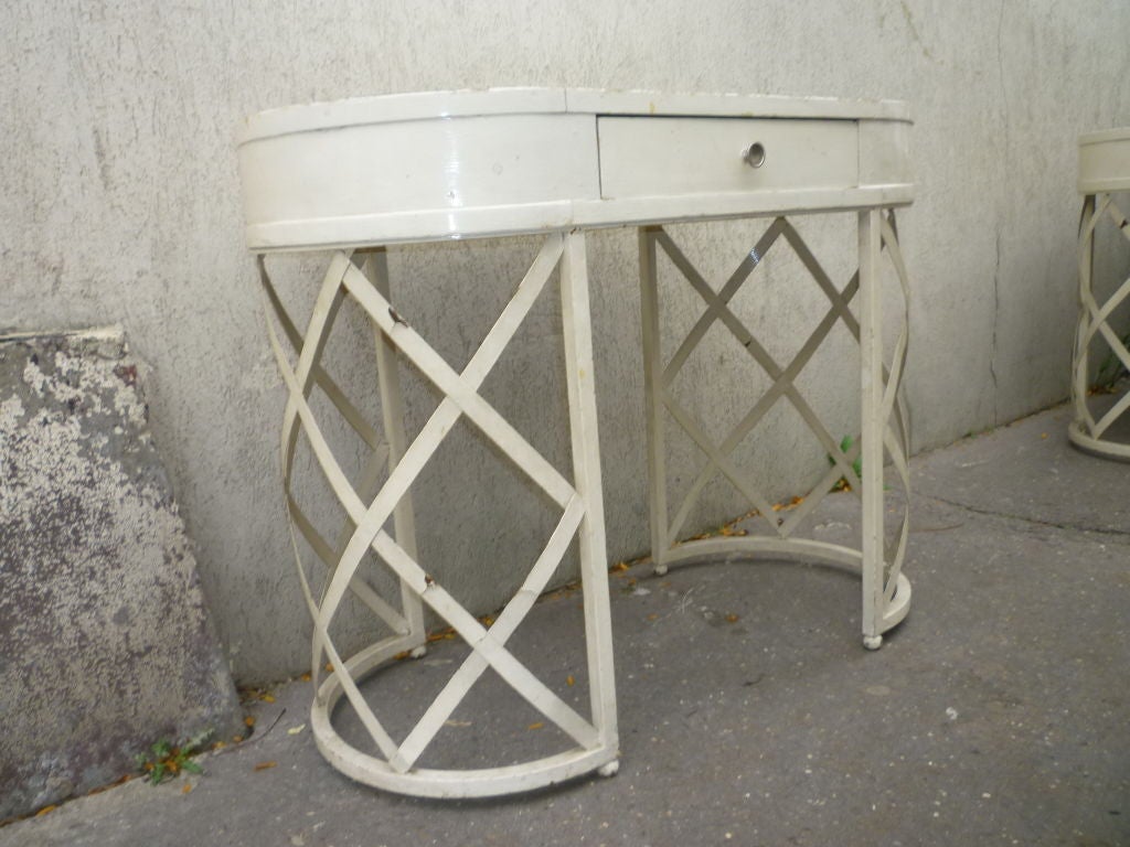 French Riviera Lady Desk in White Painted Wrought Iron 3