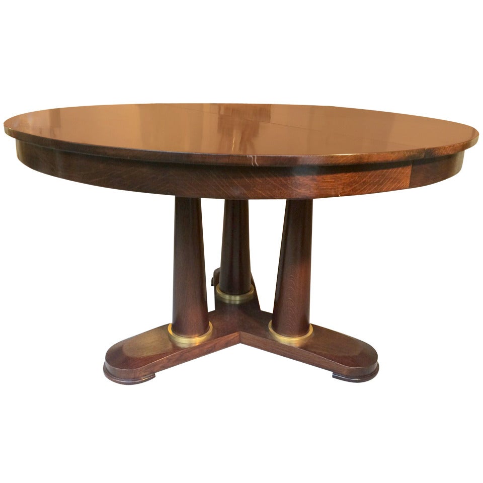 jean royère Tripod Round Dinning Table with Tri-Pedestal Base For Sale