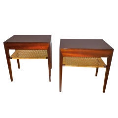 Severin Hansen Pair Of Mahogany 
Rattan 2 Tiers Side Tables