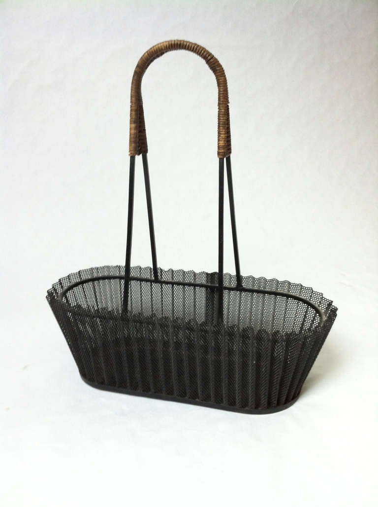 Mid-20th Century Mathieu Mategot Genuine Fruit Basket in Rattan and 