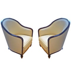 MAURICE DUFRENE  Pair Of 1925s Art Deco Mahogany Arm Chair