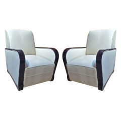 Art Deco Pair of Very Comfortable Armchairs In Macassar
