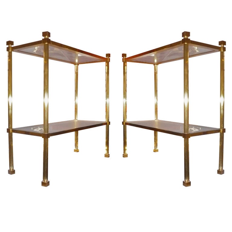 Pair of Two-Tier Side Tables Attributed to Marc du Plantier For Sale