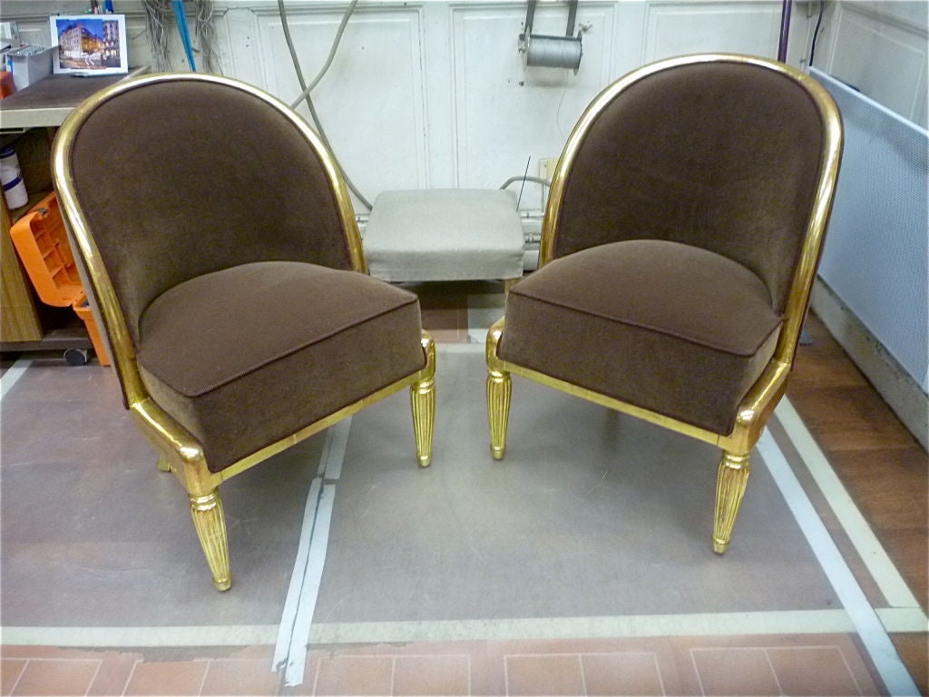 Paul Follot 1925 Art Deco Superb Pair Of Slipper Chairs For Sale 5