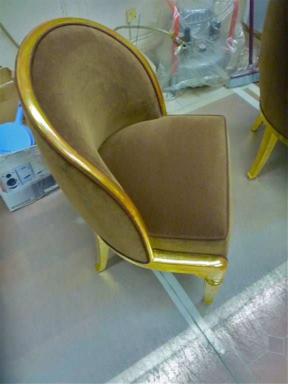 French Paul Follot 1925 Art Deco Superb Pair Of Slipper Chairs For Sale