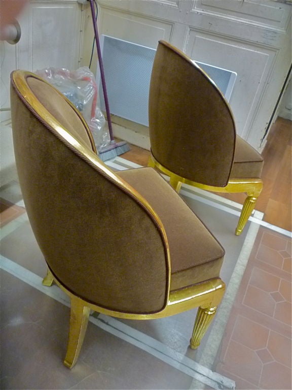 20th Century Paul Follot 1925 Art Deco Superb Pair Of Slipper Chairs For Sale