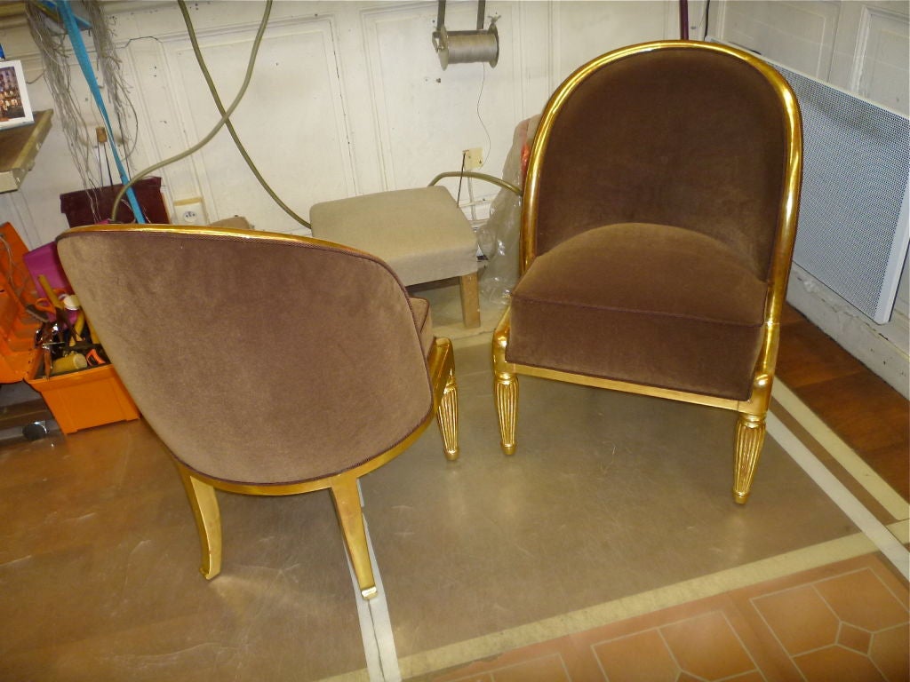 Paul Follot 1925 Art Deco Superb Pair Of Slipper Chairs For Sale 3