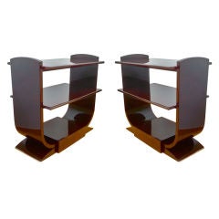 Vintage Dominique Elegant Art Deco Pair of 2 Tier Side Tables