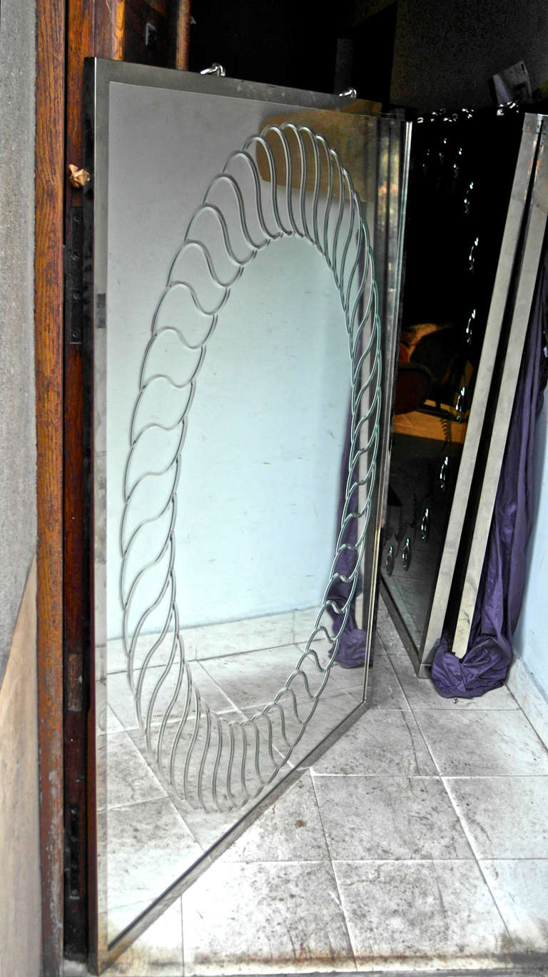 Pair of Spectacular Contemporary Engraved Mirror by Andre Hayat In Excellent Condition In Paris, ile de france