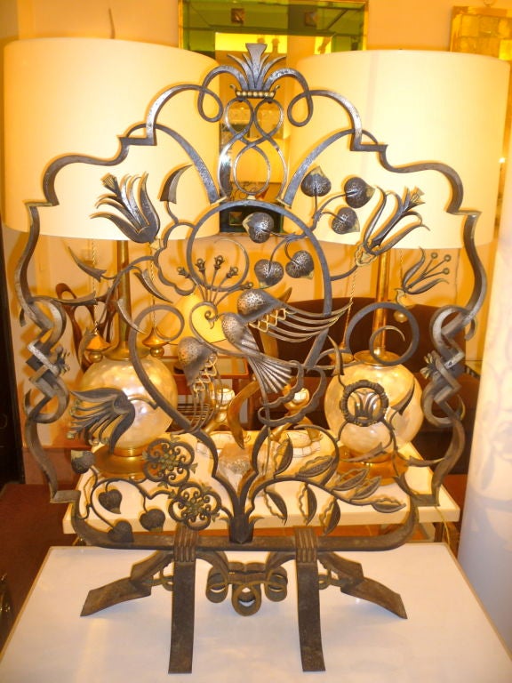 Raymond Subes' Exceptional and Unique Wrought Iron Firescreen For Sale 5