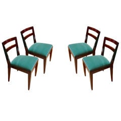 JEAN ROYERE set of 4 chairs newly recovered in green mohair