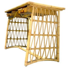 Louis Sognot Rattan Desk in Excellent Condition of Rattan