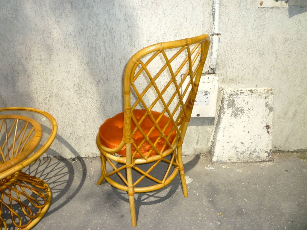 French Louis Sognot 1950s Rattan Chair in Excellent Rattan Condition For Sale