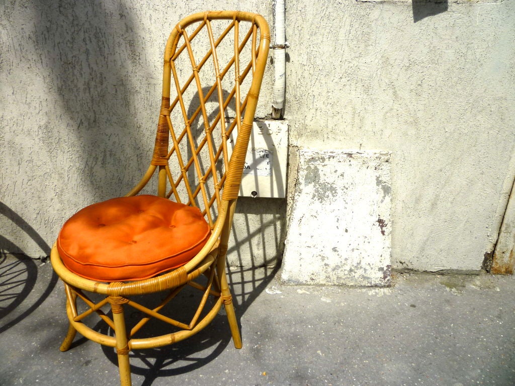 Louis Sognot 1950s Rattan Chair in Excellent Rattan Condition For Sale 1