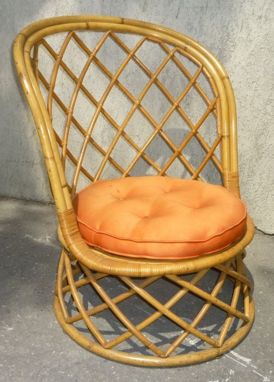 Mid-20th Century Louis Sognot 1950s Rattan Vanity Chair, Excellent Rattan Condition For Sale
