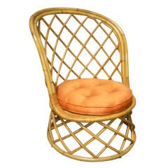 Louis Sognot 1950s Rattan Vanity Chair, Excellent Rattan Condition