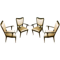 Paolo Buffa Set of Four Superb Design Armchairs Newly Recovered