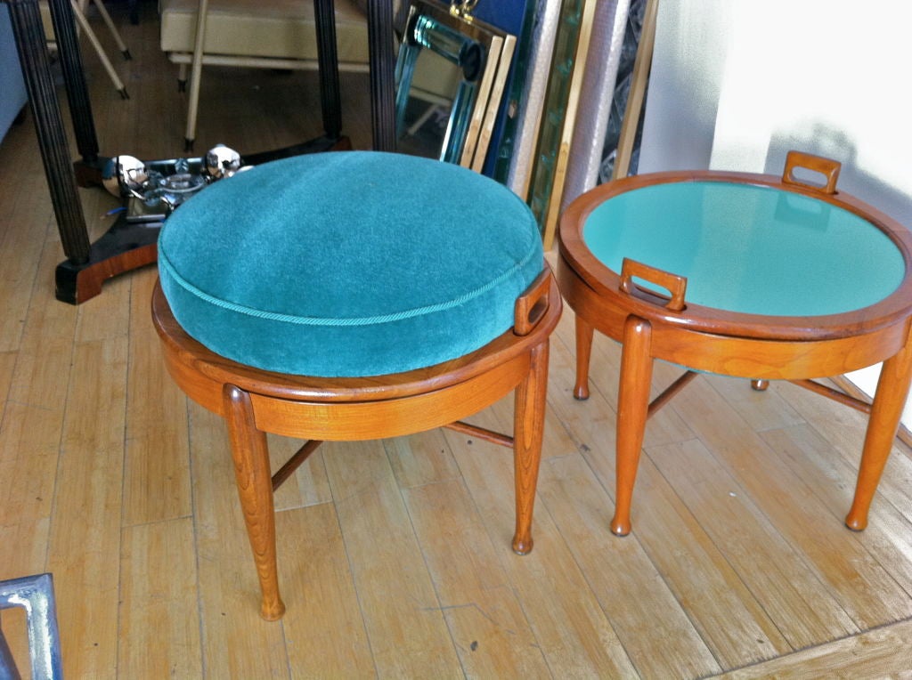 French Pair of Reversible Stools That Can Be Either Stool or Side Table