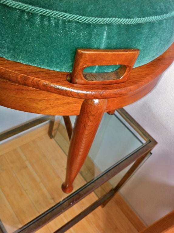 Mohair Pair of Reversible Stools That Can Be Either Stool or Side Table