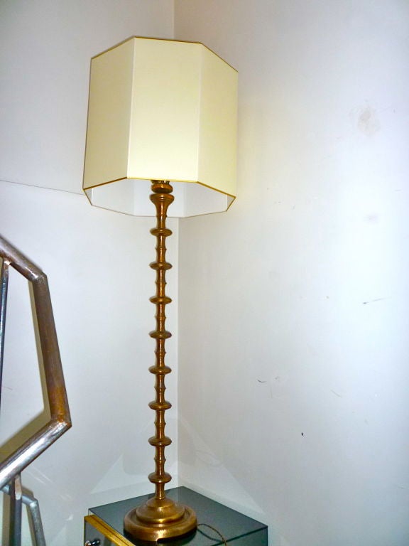 French Pair of Standing Lamps in Solid Gold Bronze, 1970s For Sale