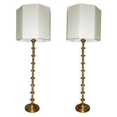 Pair of Standing Lamps in Solid Gold Bronze, 1970s