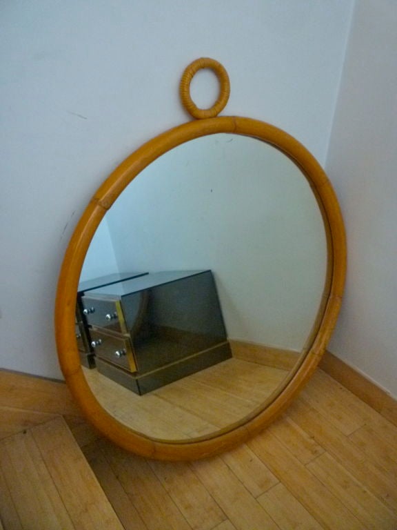 Spectacular Large Round Bamboo Mirror with Hanging Ring 1