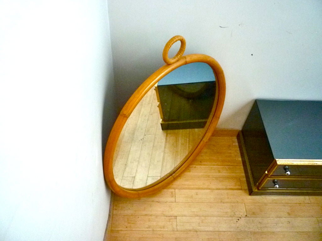 Spectacular Large Round Bamboo Mirror with Hanging Ring 2