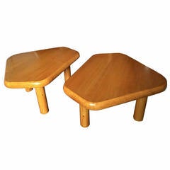 Charlotte Perriand Solid Pine Pair of Coffee Tables