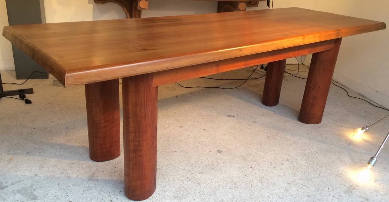 French Charlotte Perriand Style Solid Wood Long Table For Sale