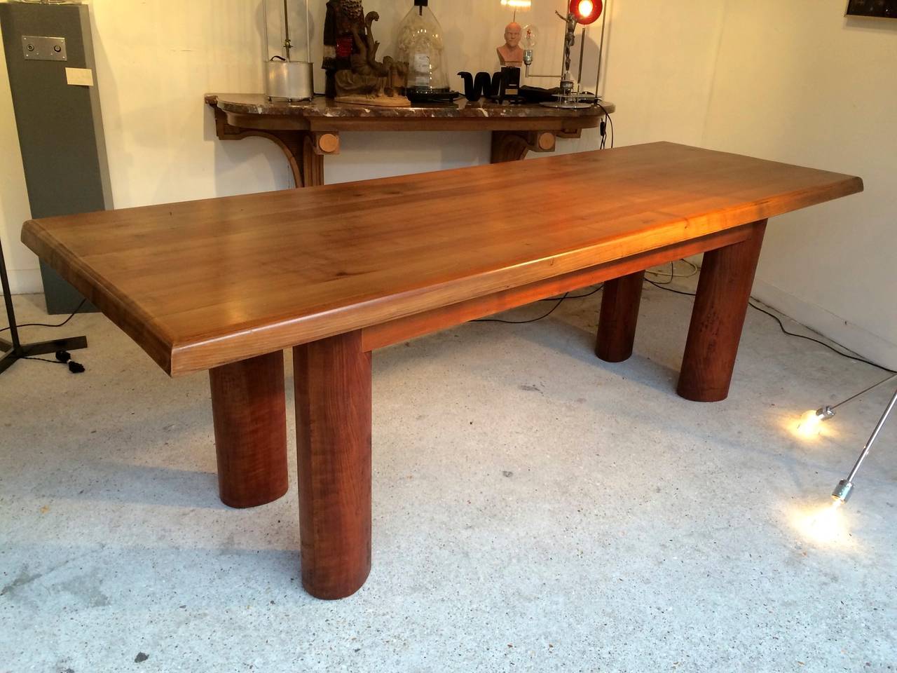 Charlotte Perriand Style Solid Wood Long Table In Good Condition For Sale In Paris, ile de france