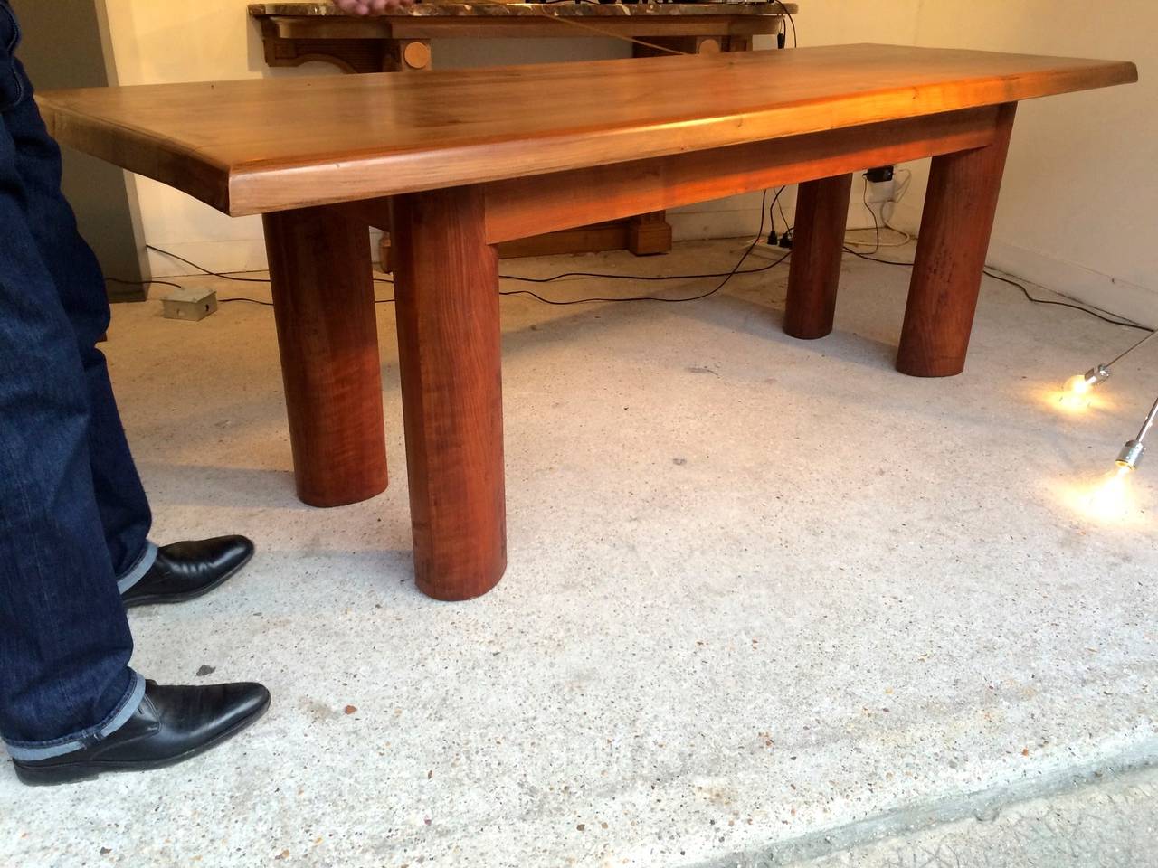 Charlotte Perriand Style Solid Wood Long Table For Sale 2