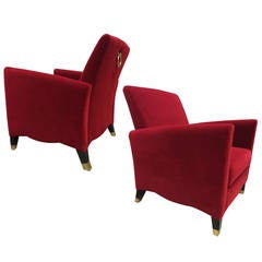 Olivier Gagnère Rare Club Chairs, Model "Marly" newly covered