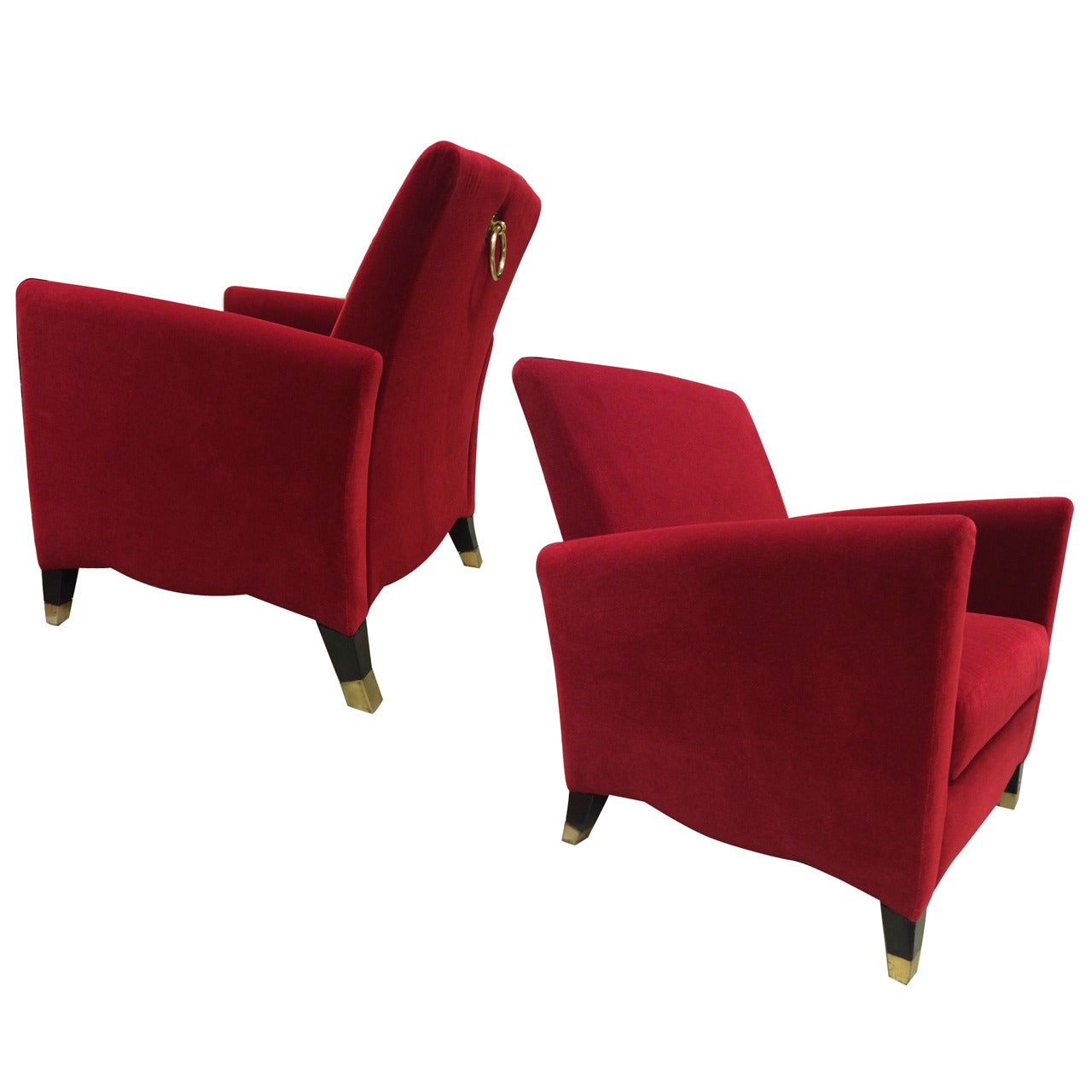 Olivier Gagnère Rare Club Chairs, Model "Marly" newly covered For Sale