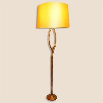 FELIX AGOSTINI signed,superb quality standing lamp in solid gold bronze with an<br />
lady anthropomorphic abstact shape with an beautiful  vintage patina