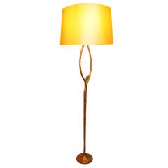 FELIX AGOSTINI SIGNED floor lamp model"nymphe" in gold bronze