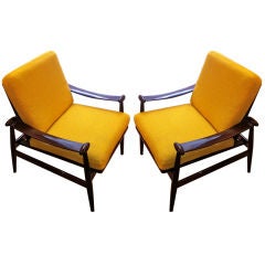 Finn Juhl For Frances Pair Of Lounge Chair Newly Reupholstered