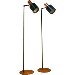 JO HAMMERBORG pair of vintage 50's orientable floor lamps