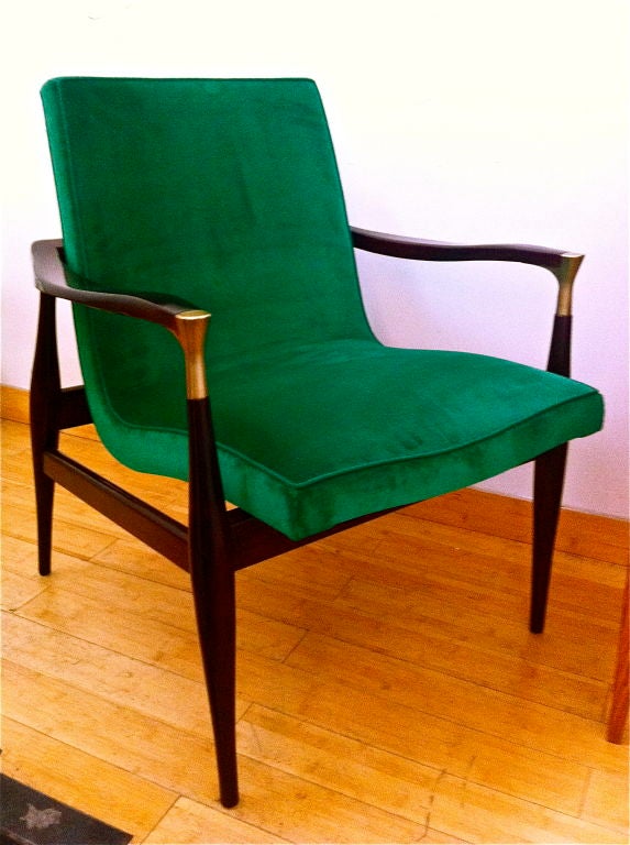 Beautiful 50's Design Pair Of Arm Chairs With Brass  Detail 6
